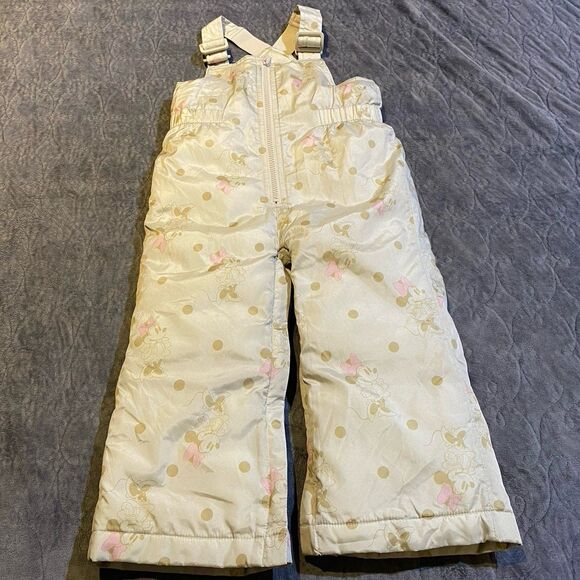 Baby Gap Disney Recycled Snow Bib Overalls Minnie Mouse Print Size 2 Toddler - Picture 1 of 9